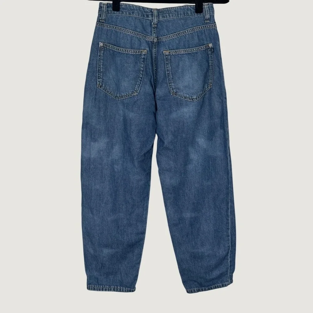 Pilcro The Breaker Relaxed Jeans Blue Sz 27 High Rise Barrel Denim